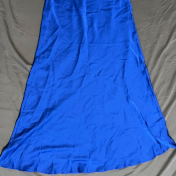 Blue Satin Midi Skirt - Picture 4 of 4